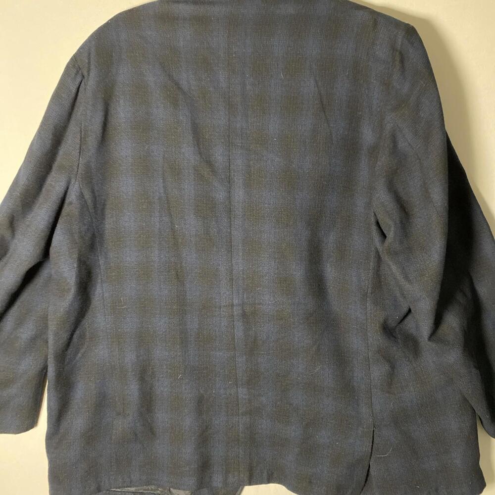 VTG CAMPUS SPORTS COAT BLAZER PLAID BLUE BLACK  WOOL Size 50-52 RARE - Picture 8 of 9